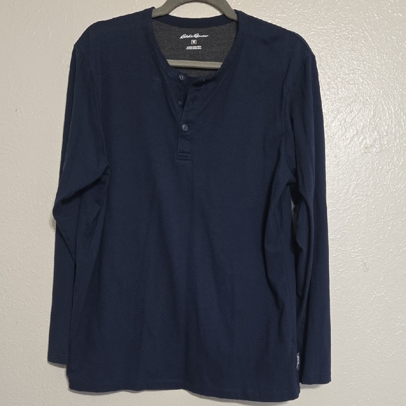 Eddie Bauer Men's Deep Blue Long Sleeve Henley - Picture 1 of 6